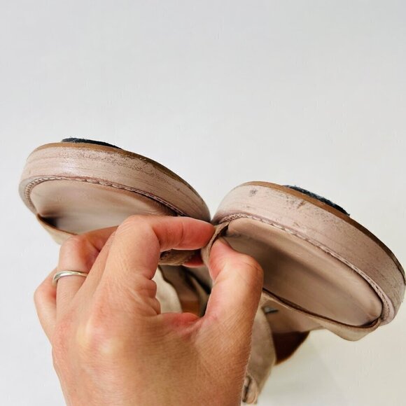 Ann Demeulemeester t-straps suede sandals, Beige, Size 9/9.5” - Picture 8 of 14